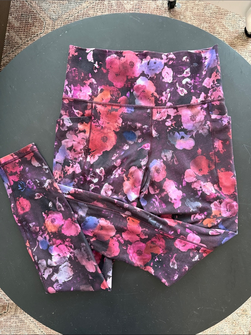 Athleta Salutation Stash Floral High-Rise Leggings in Pink & Purple Multi